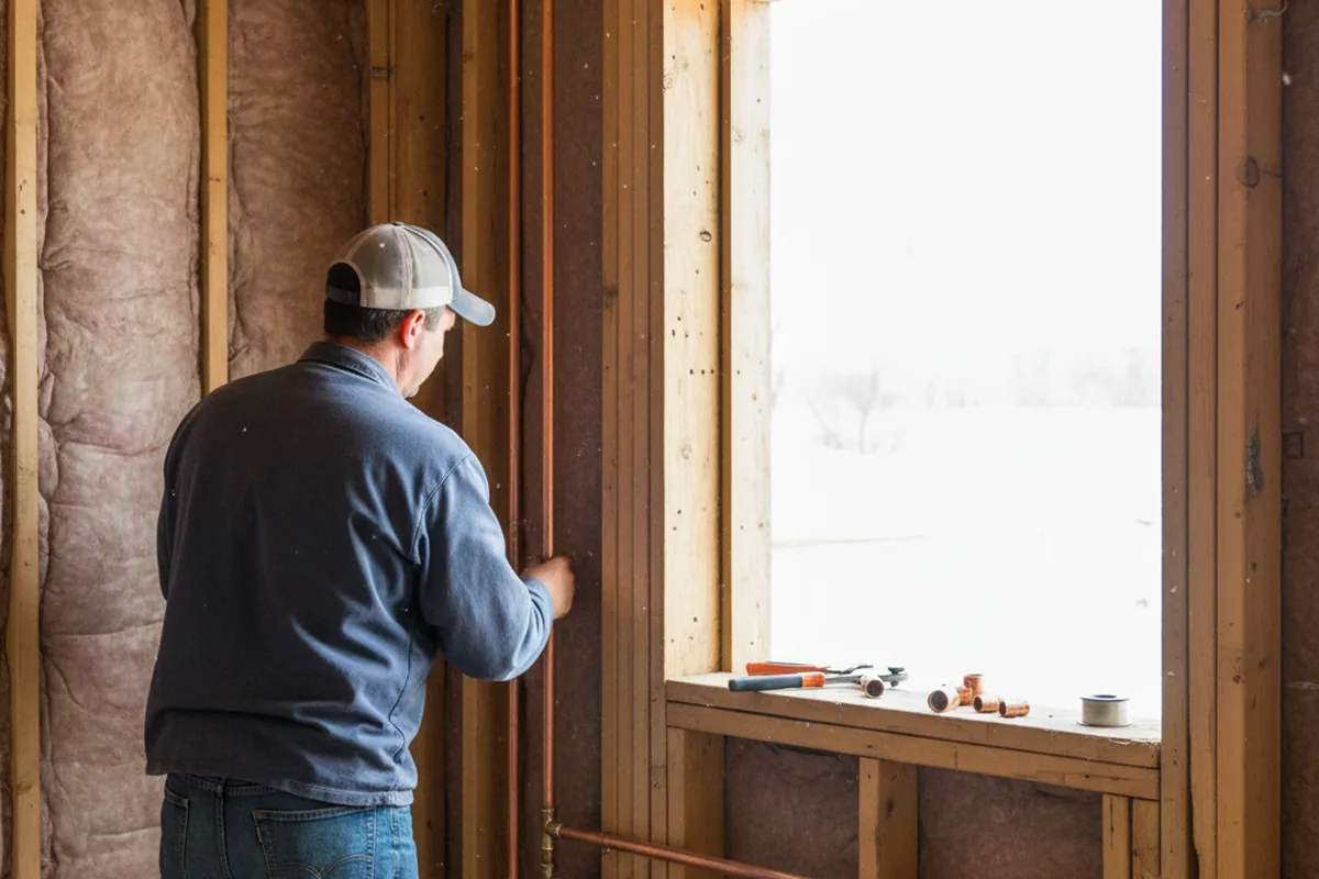 Licensed plumber running new copper supply lines in a Greeley home