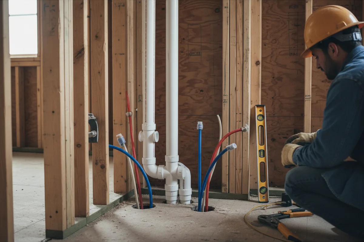 Drain and supply rough-in during Leak Detection in Greeley