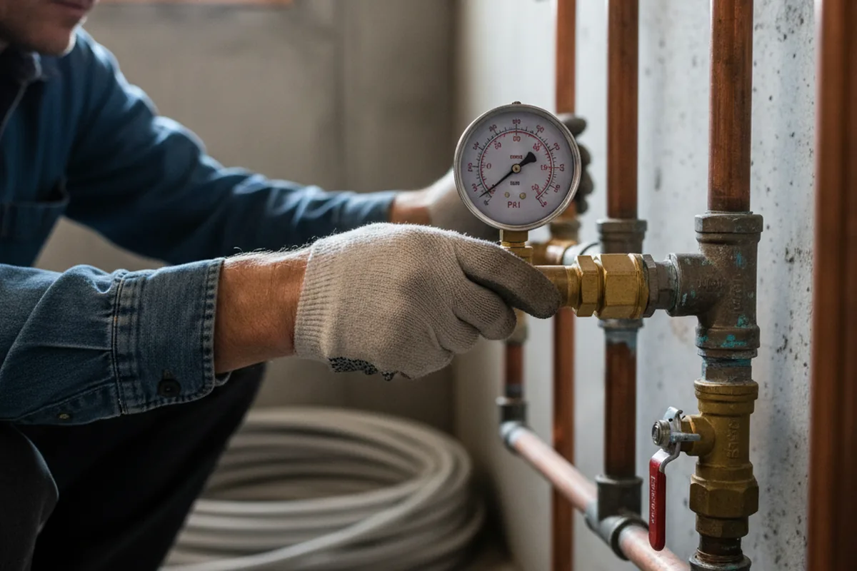 Pressure testing a repaired line during Water Line Repair in Greeley